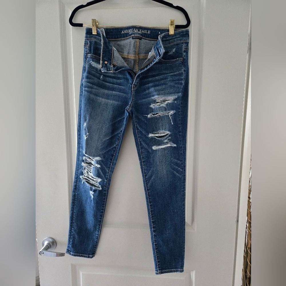American Eagle Outfitters Ripped Blue Skinny Jeans